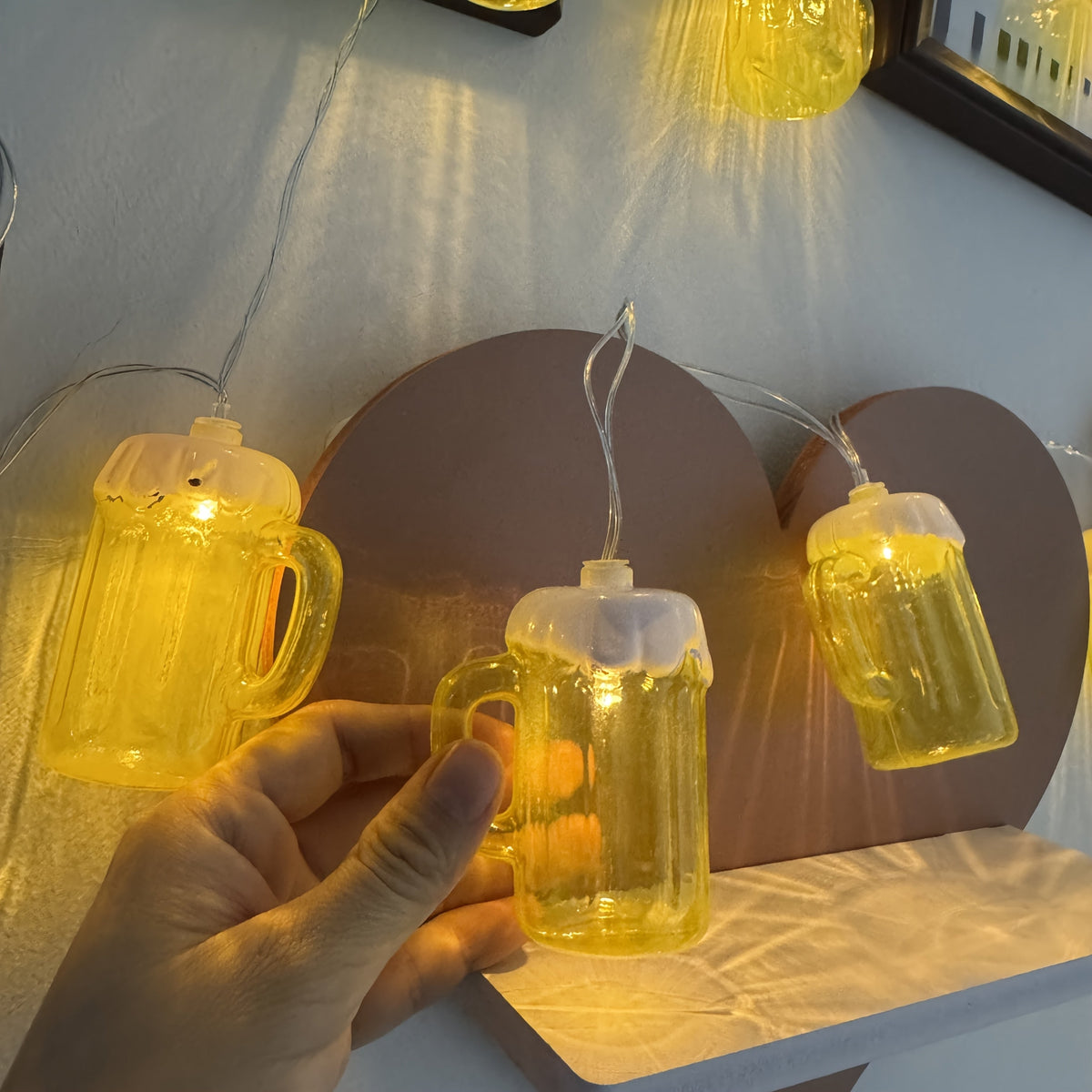 Battery Operated LED String Lights with Beer Mug Shaped Covers for Outdoor Patio Décor - Image 7