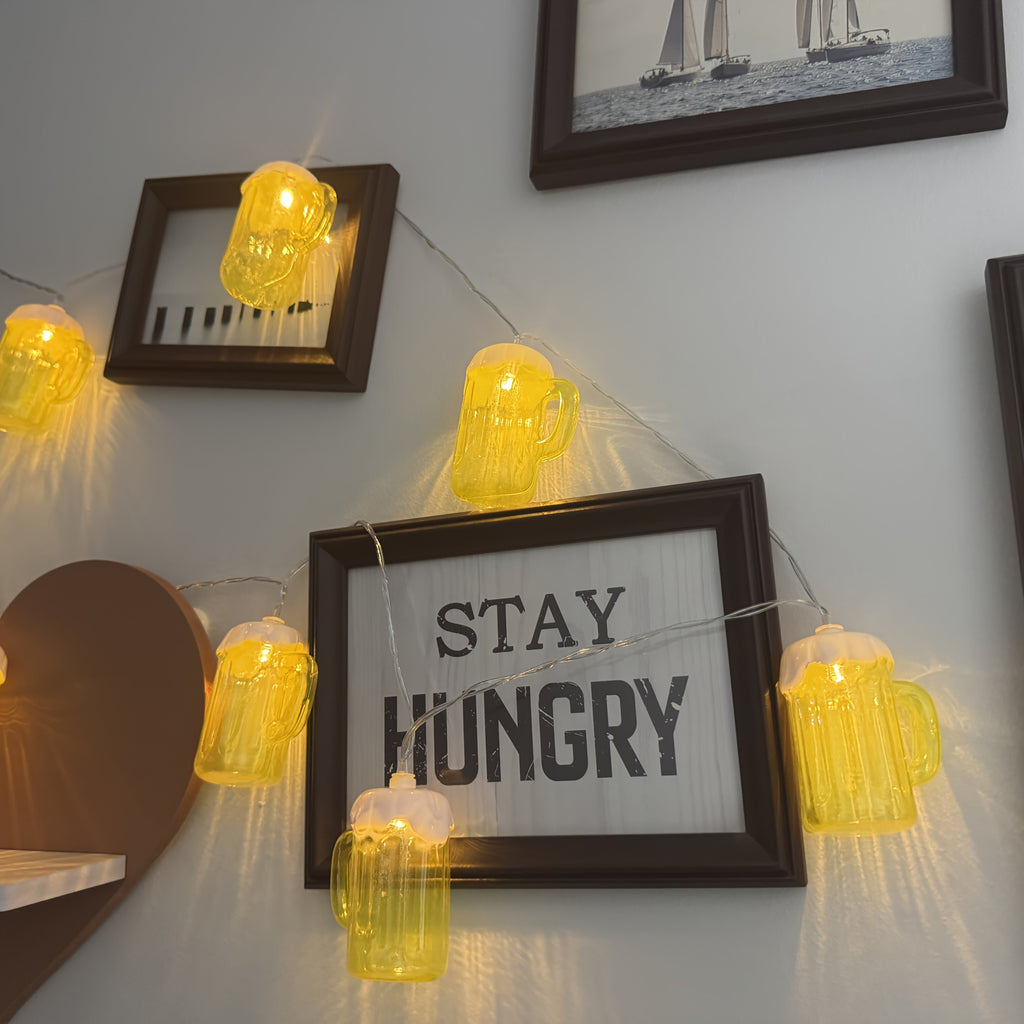 Battery Operated LED String Lights with Beer Mug Shaped Covers for Outdoor Patio Décor - Image 9