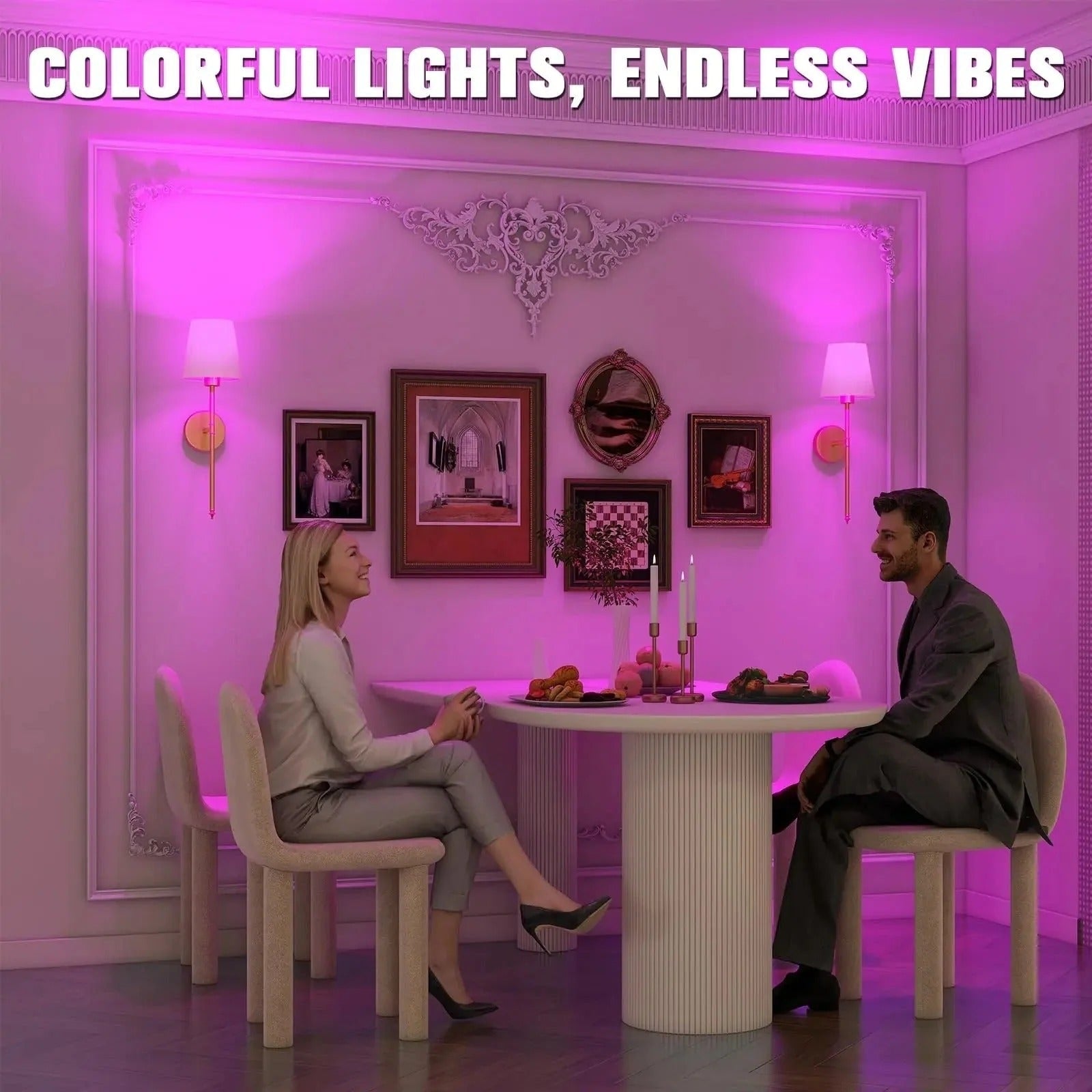 Battery Powered Wall Sconces Wireless Operated Fabric Shade Color Changing LED Cordless Lights - Image 12