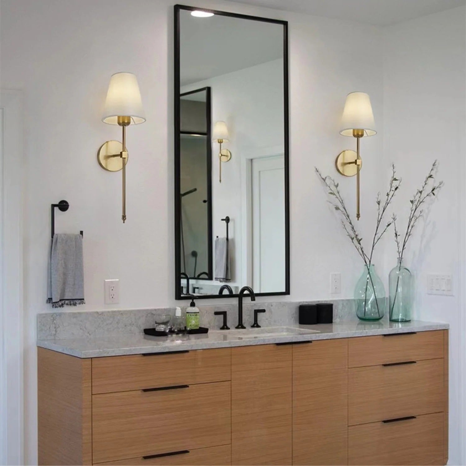 Battery Powered Wall Sconces Wireless Operated Fabric Shade Color Changing LED Cordless Lights - Image 5