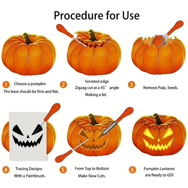 Pumpkin Carving Kit and Tools Set with Stainless Steel Blades and Supplies for Halloween