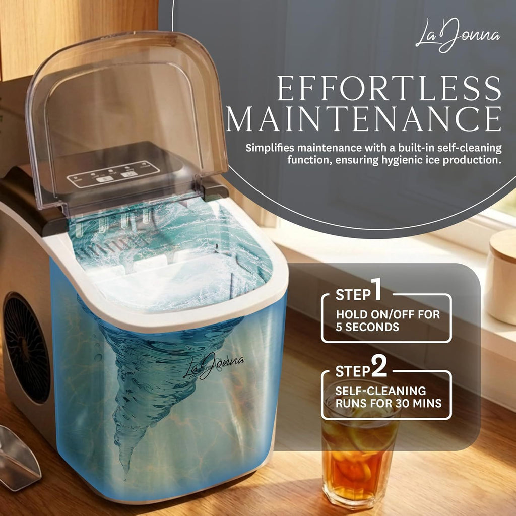 Tragbare Eismaschine mit Selbstreinigung und zwei Eisgrößen