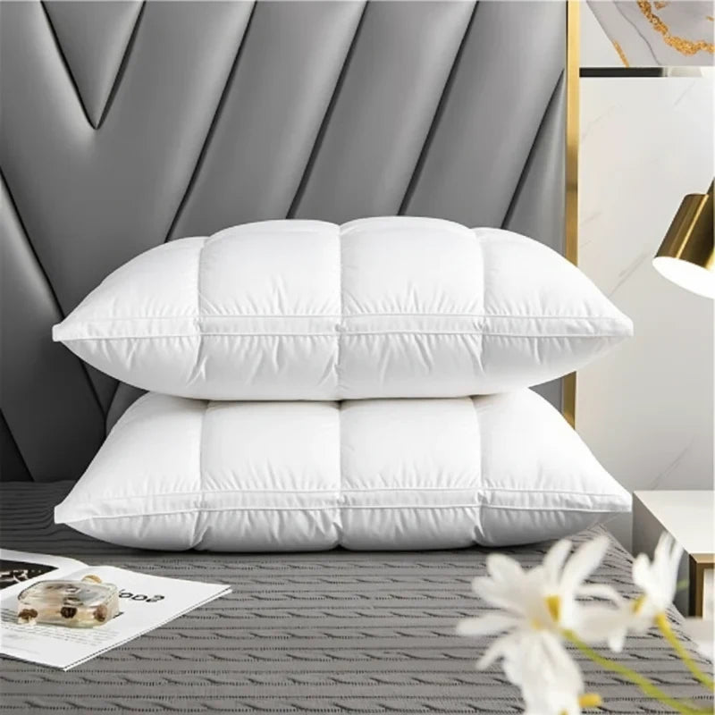 Bed Pillow with Goose Down Fill Quilted Gusseted Design and Piped Edge Trim - Image 1