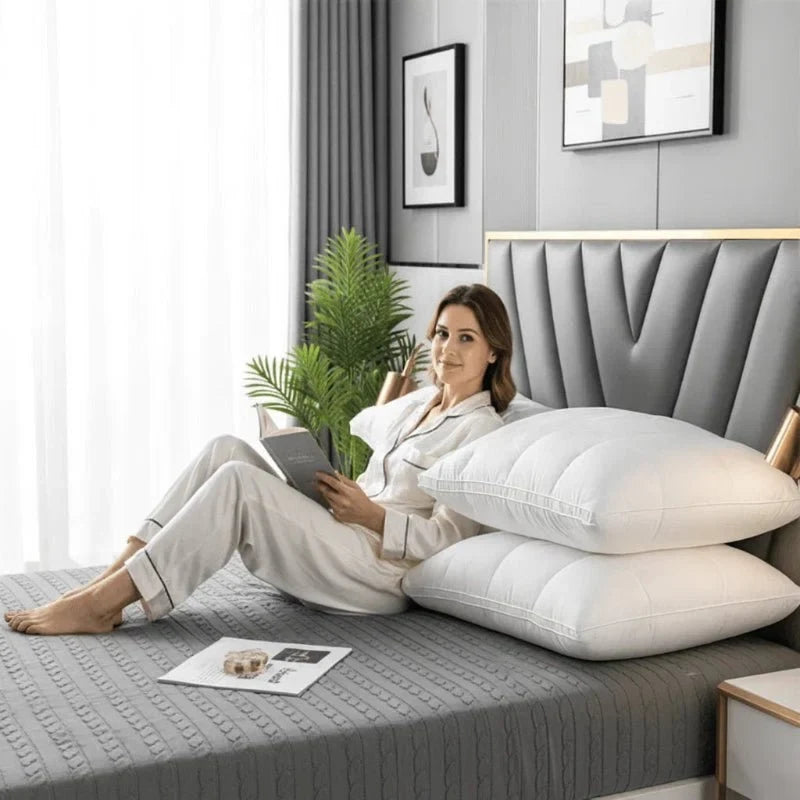 Bed Pillow with Goose Down Fill Quilted Gusseted Design and Piped Edge Trim - Image 2