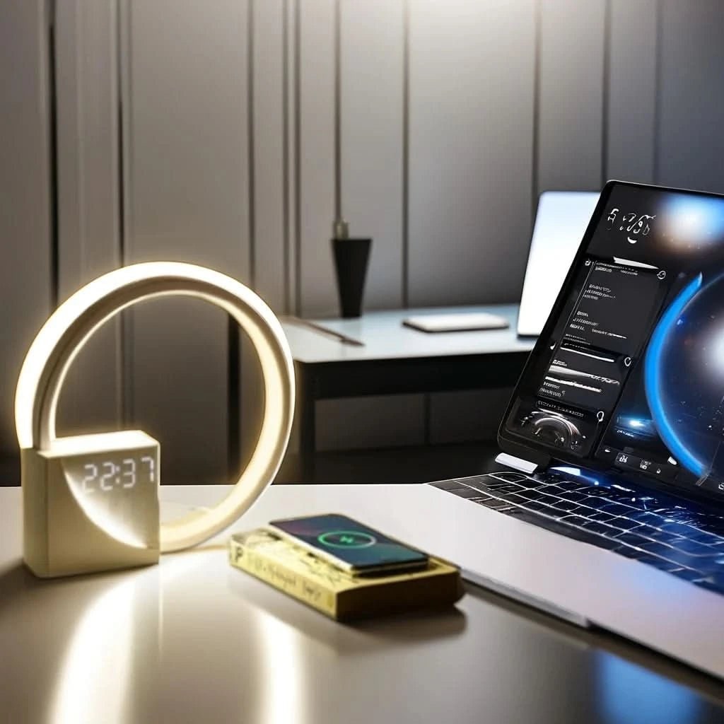 Bedside Lamp Bedroom Table Alarm Clock LED Digital USB Rechargeable Display - Image 5
