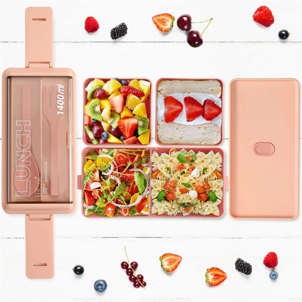 Bento Lunch Box for Adults Leak Proof Compartment Portable Lockable Microwave Safe - Image 4