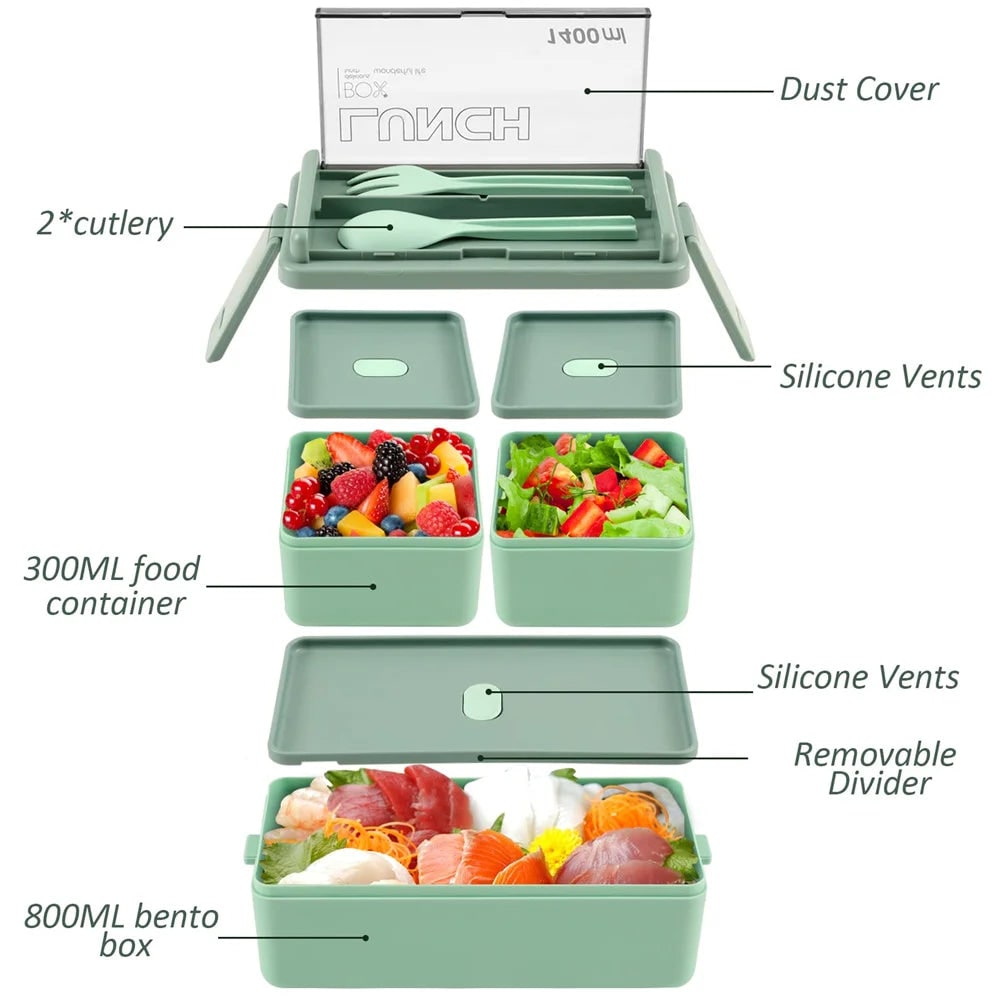 Bento Lunch Box for Adults Leak Proof Compartment Portable Lockable Microwave Safe - Image 5
