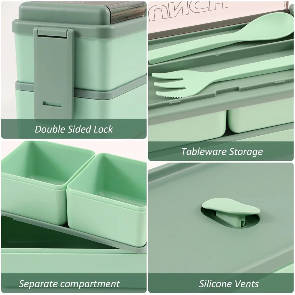 Bento Lunch Box for Adults Leak Proof Compartment Portable Lockable Microwave Safe - Image 7