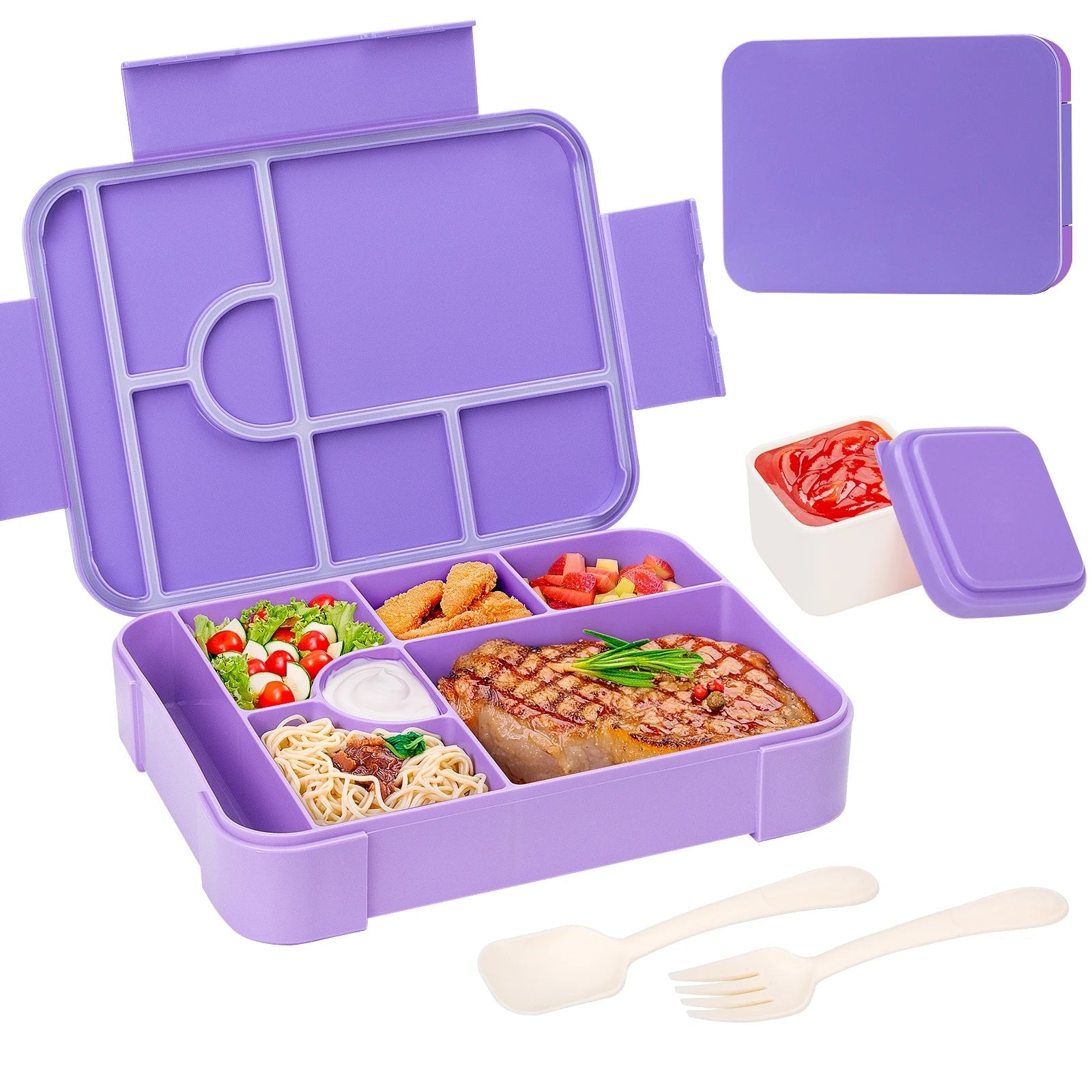 Bento Lunch Box Leak Proof Food Storage Container Compartment Cutlery Portable - Image 12