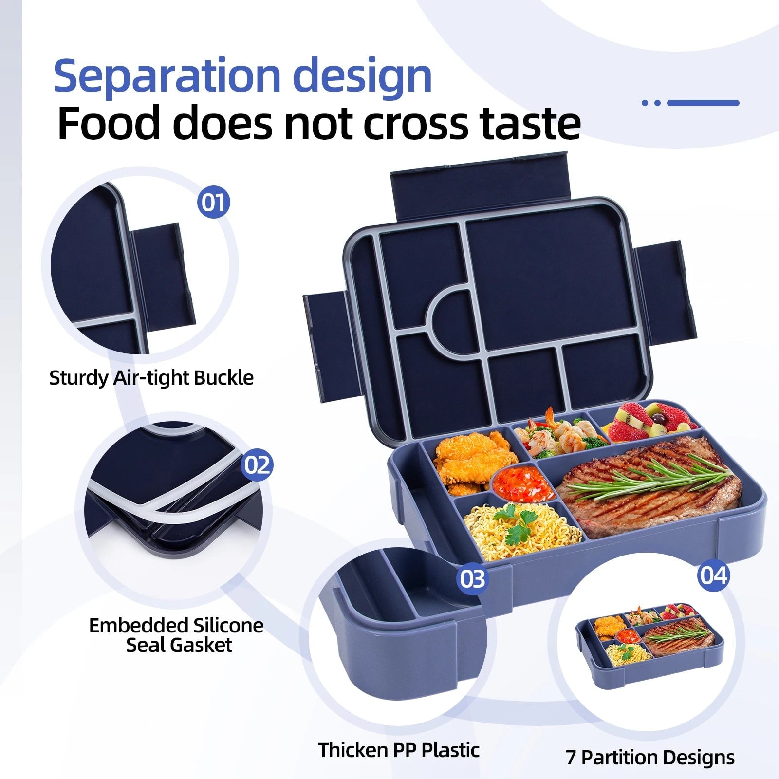 Bento Lunch Box Leak Proof Food Storage Container Compartment Cutlery Portable - Image 4