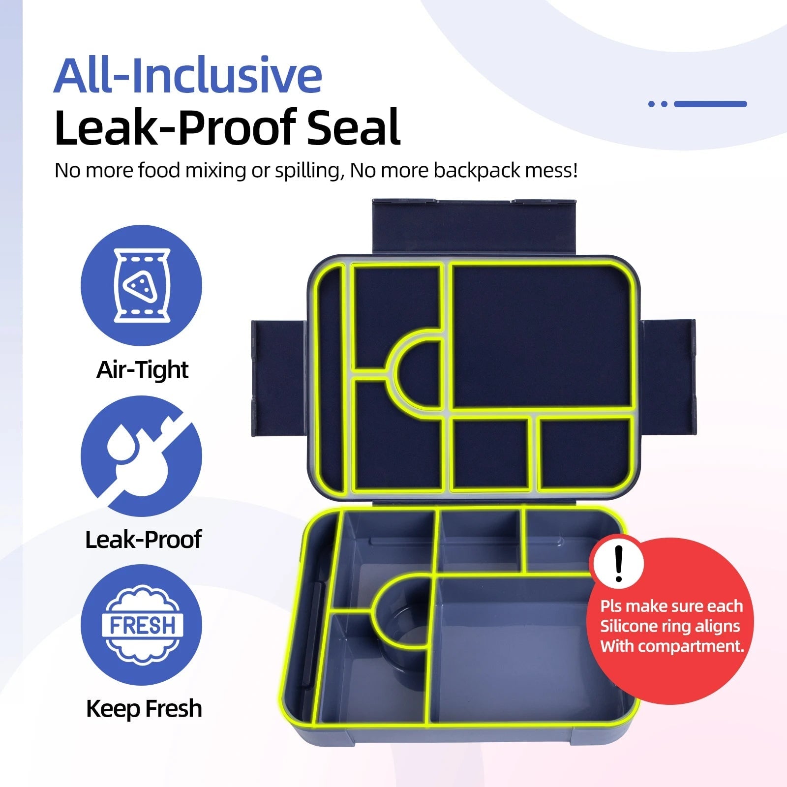 Bento Lunch Box Leak Proof Food Storage Container Compartment Cutlery Portable - Image 5