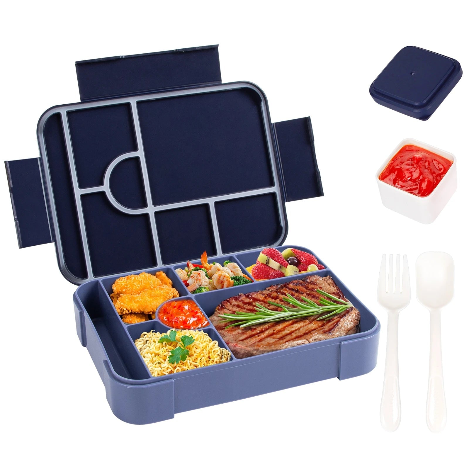 Bento Lunch Box Leak Proof Food Storage Container Compartment Cutlery Portable - Image 7
