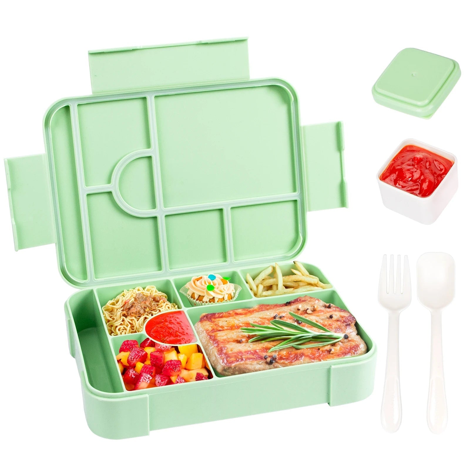 Bento Lunch Box Leak Proof Food Storage Container Compartment Cutlery Portable - Image 9