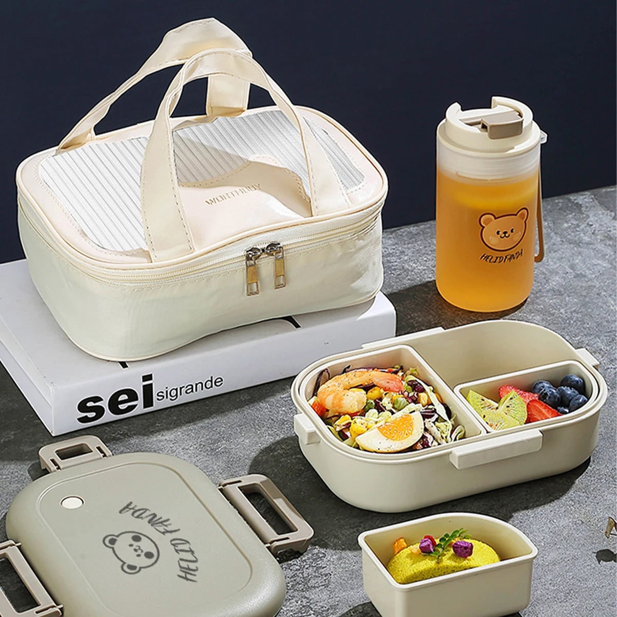 Bento Lunch Box Leak Proof Kids Removable Compartments Portable Microwave Safe - Image 1