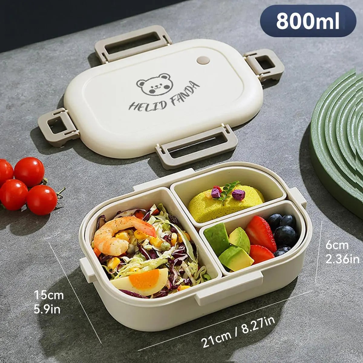 Bento Lunch Box Leak Proof Kids Removable Compartments Portable Microwave Safe - Image 9