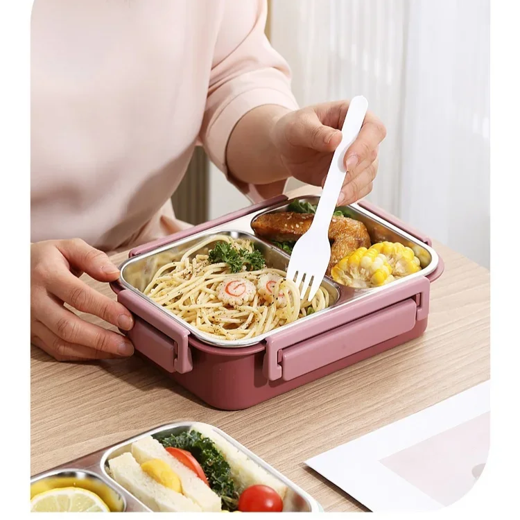 Bento Lunch Box Stainless Steel with Compartments and Leak-Proof Sauce Cup - Image 12