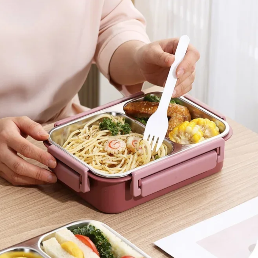 Bento Lunch Box with Stainless Steel Compartments Leakproof Portable Container - Image 12