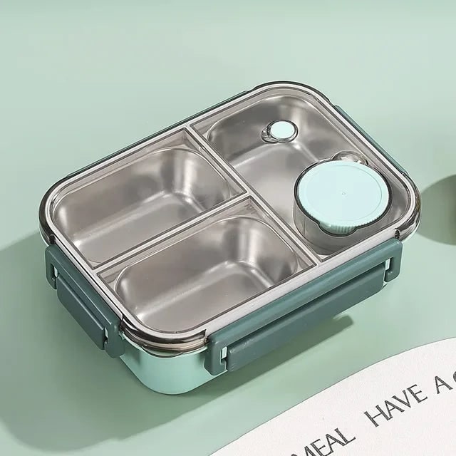 Bento Lunch Box with Stainless Steel Compartments Leakproof Portable Container - Image 2
