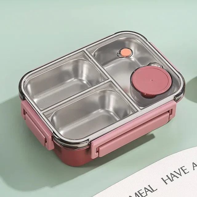 Bento Lunch Box with Stainless Steel Compartments Leakproof Portable Container - Image 3
