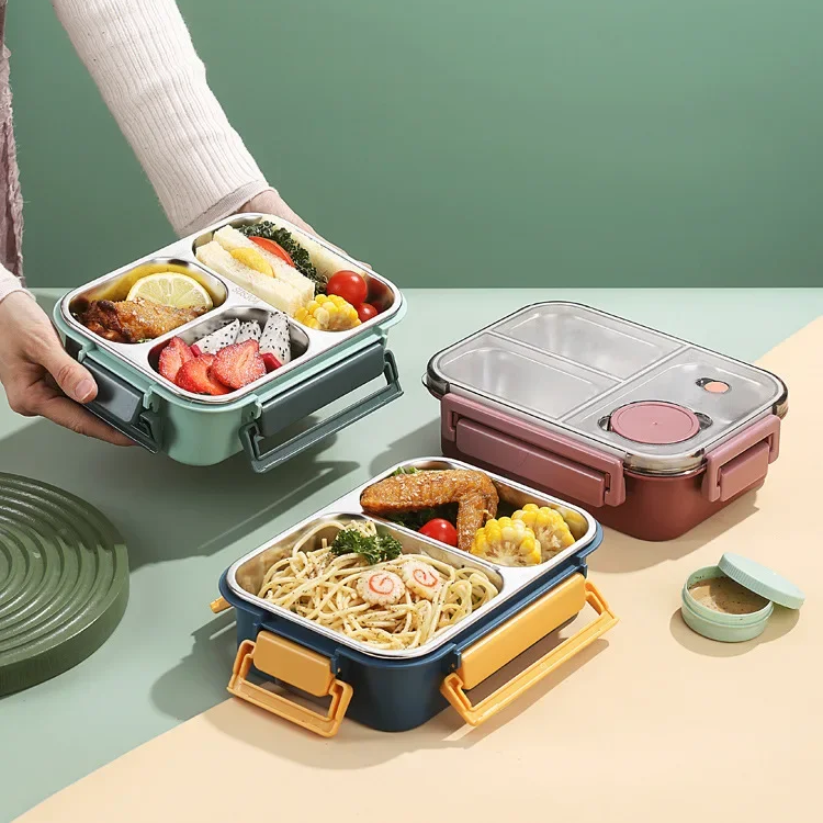 Bento Lunch Box with Stainless Steel Compartments Leakproof Portable Container - Image 8