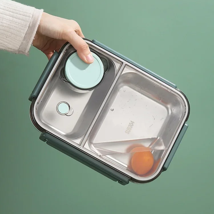 Bento Lunch Box with Stainless Steel Compartments Leakproof Portable Container - Image 9