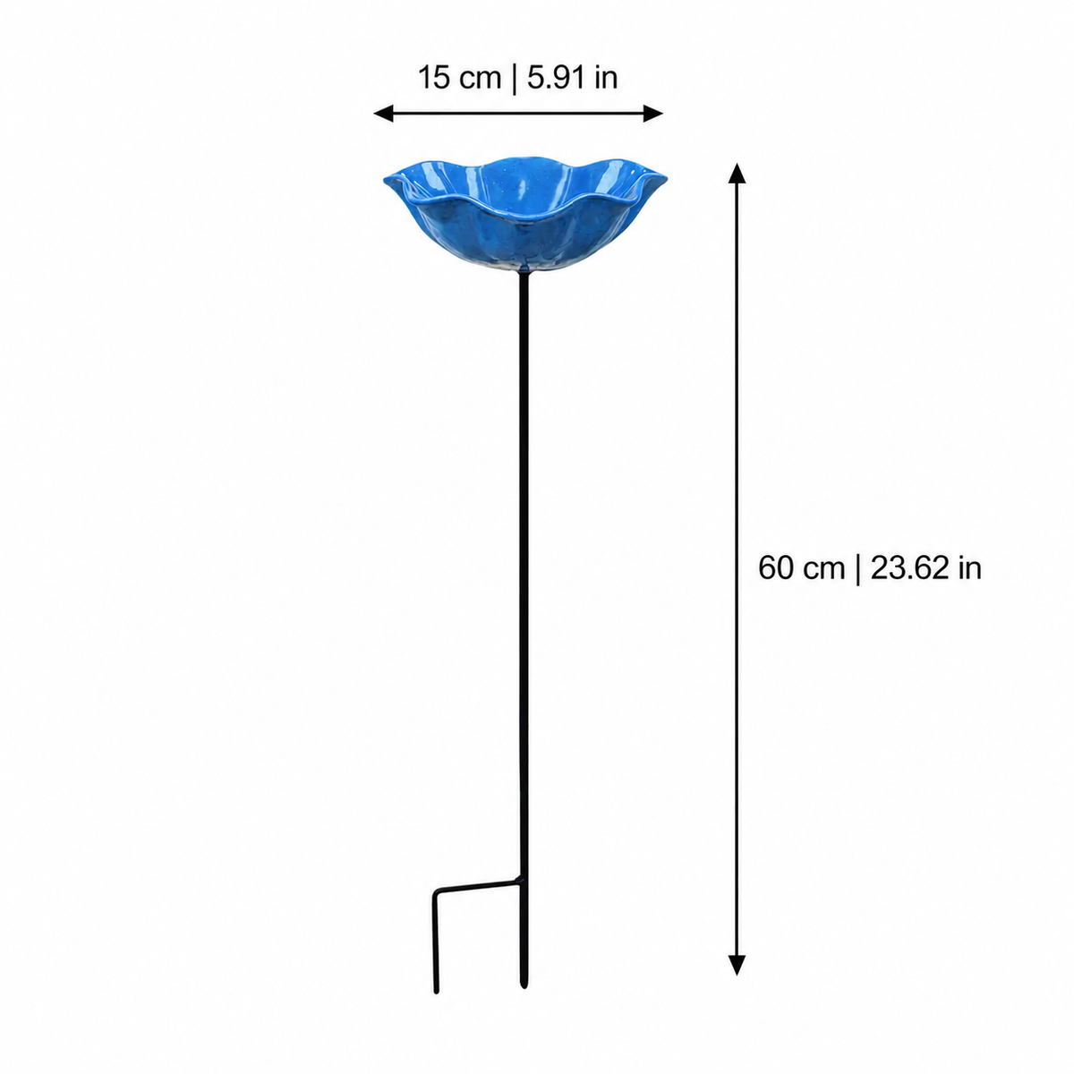 Bird Bath Stake with Flower-Shaped Bowl and Scalloped Rim for Garden - Image 2