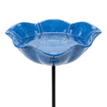 Bird Bath Stake with Flower-Shaped Bowl and Scalloped Rim for Garden - Image 3