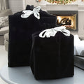 Black Gift Bag Reusable Drawstring Velvet Satin Ribbon Portable Storage Fabric - Image 1