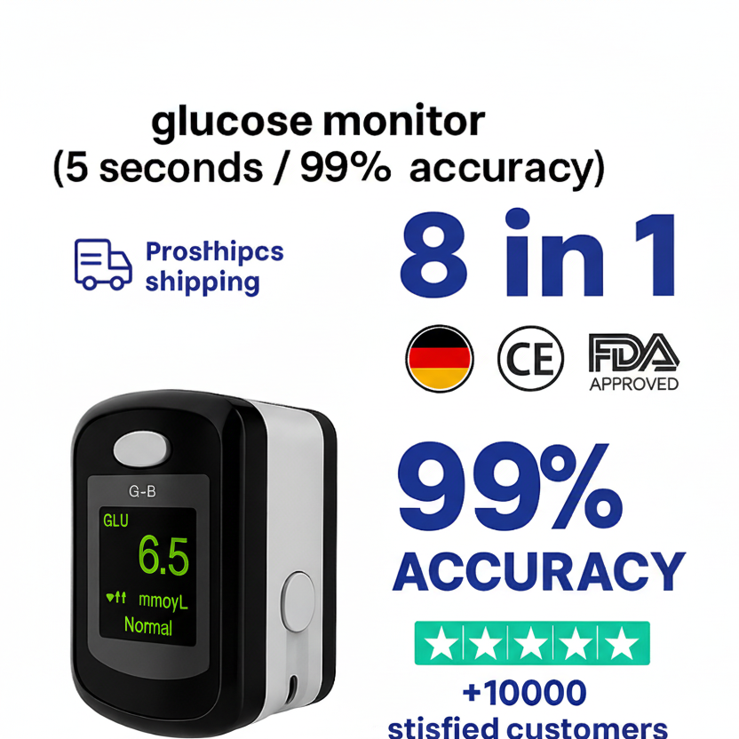 Blood Glucose Monitor Glucometer Non Invasive Fingertip Portable Digital Screen - Image 1