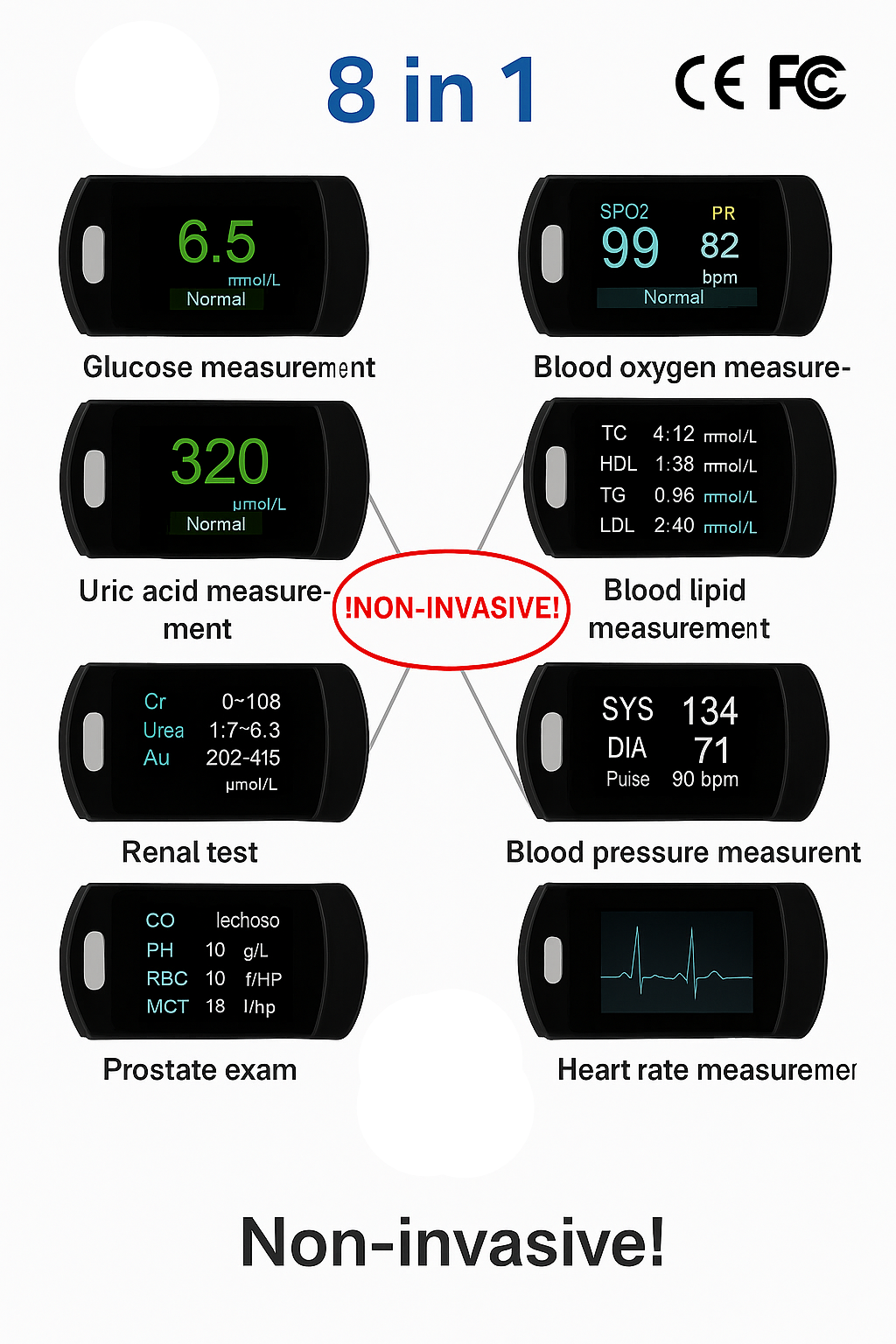 Blood Glucose Monitor Glucometer Non Invasive Fingertip Portable Digital Screen - Image 11