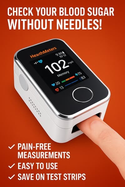 Blood Glucose Monitor Glucometer Non Invasive Fingertip Portable Digital Screen - Image 2