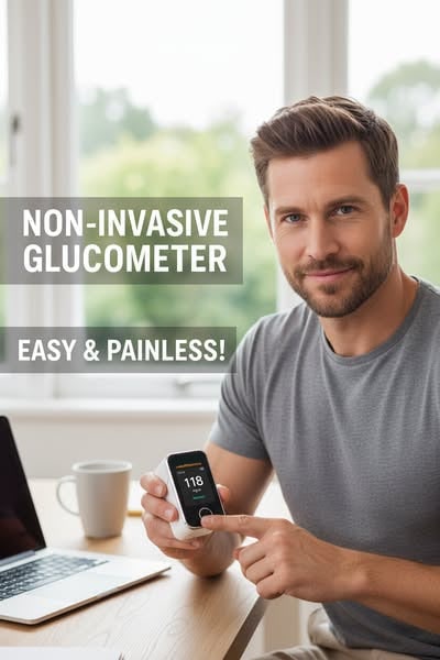 Blood Glucose Monitor Glucometer Non Invasive Fingertip Portable Digital Screen - Image 6