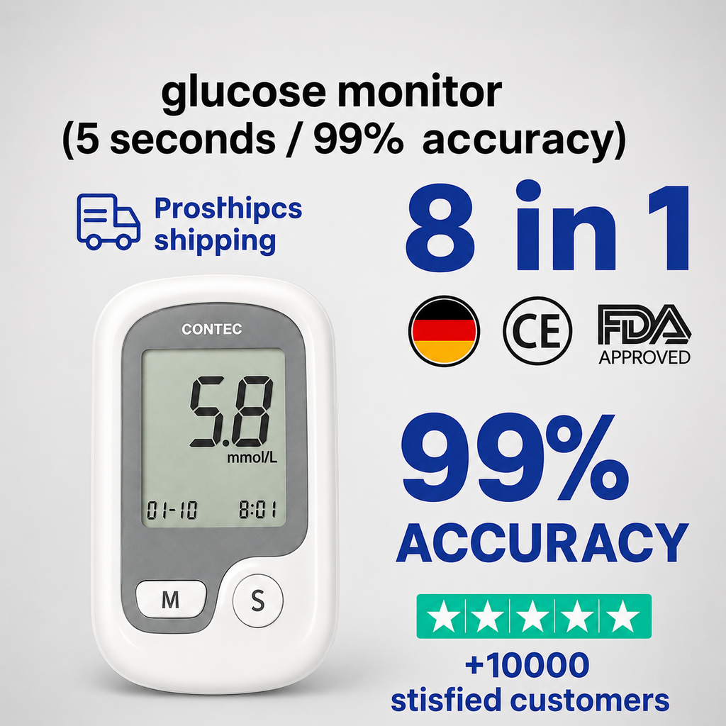 Blood Sugar Monitor with Portable Digital Display and Fingertip Glucose Testing - Image 1