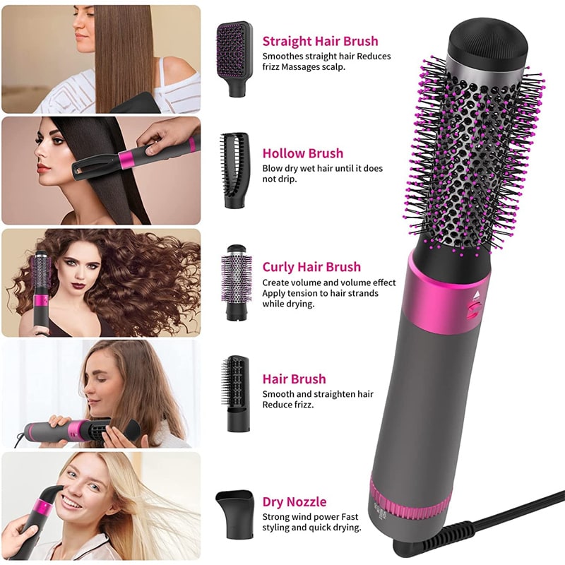 Blow Dryer Brush with Hot Air Comb and 5 Interchangeable Attachments for Hair Styling - Image 6