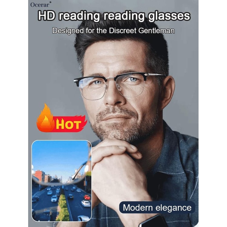 Blue Light Blocking Reading Glasses with Semi-Rimless Frame and Adjustable Nose Pads - Image 1