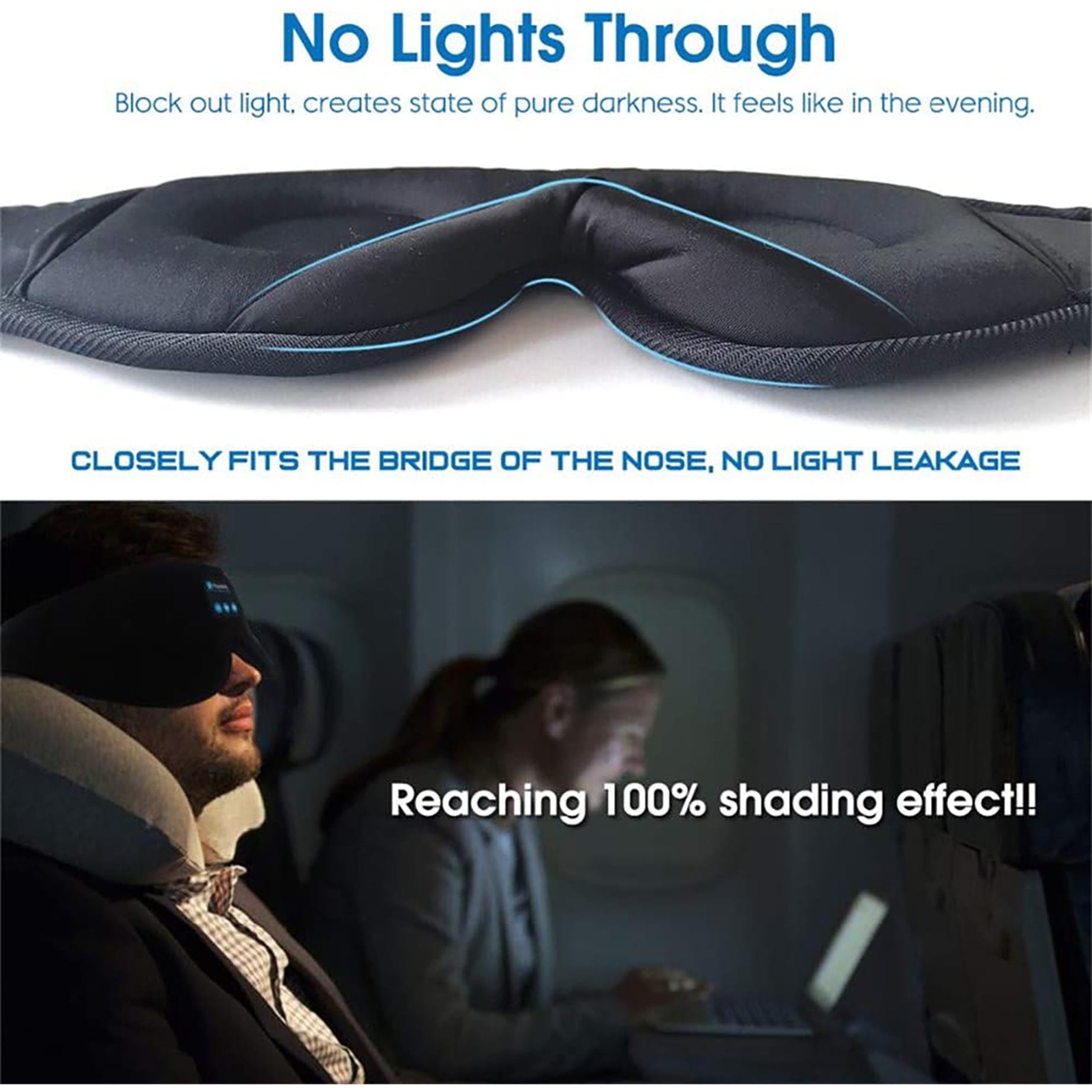 Bluetooth Blackout Sleep Mask with Built-In Speakers and Weighted Design Silk - Image 6