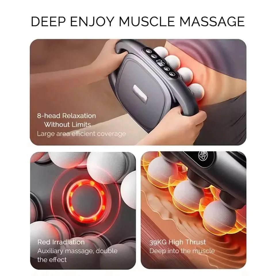 Body Massager Handheld Massage Gun Portable Dual Handle Eight Node LED Display Fascia - Image 3