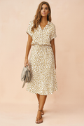 Boho Style V-Neck Short Sleeve Tiered Midi Summer Dress