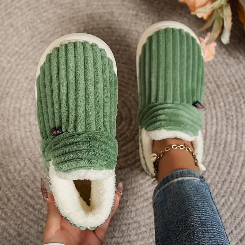 Bootie Slippers Boots Fleece Lined Corduroy Non Slip Rubber Sole - Image 1