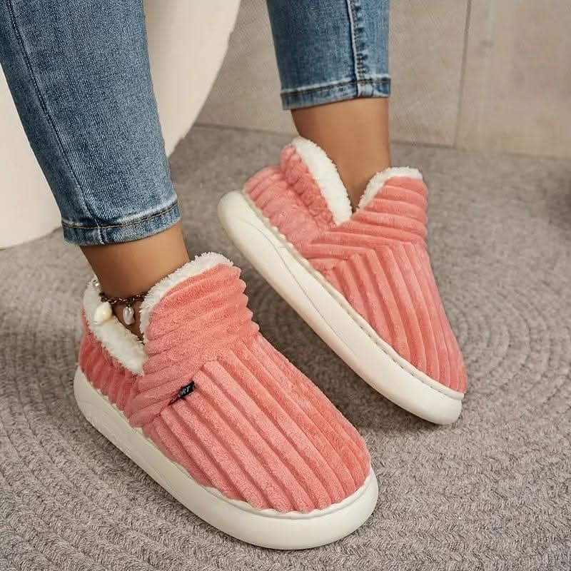 Bootie Slippers Boots Fleece Lined Corduroy Non Slip Rubber Sole - Image 4