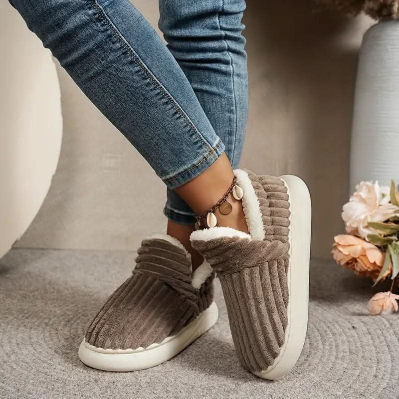 Bootie Slippers Boots Fleece Lined Corduroy Non Slip Rubber Sole - Image 5