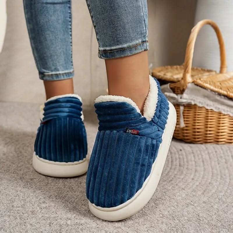 Bootie Slippers Boots Fleece Lined Corduroy Non Slip Rubber Sole - Image 6