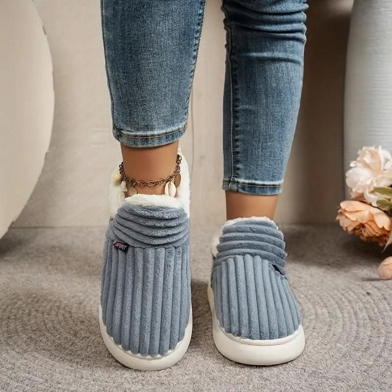 Bootie Slippers Boots Fleece Lined Corduroy Non Slip Rubber Sole - Image 7