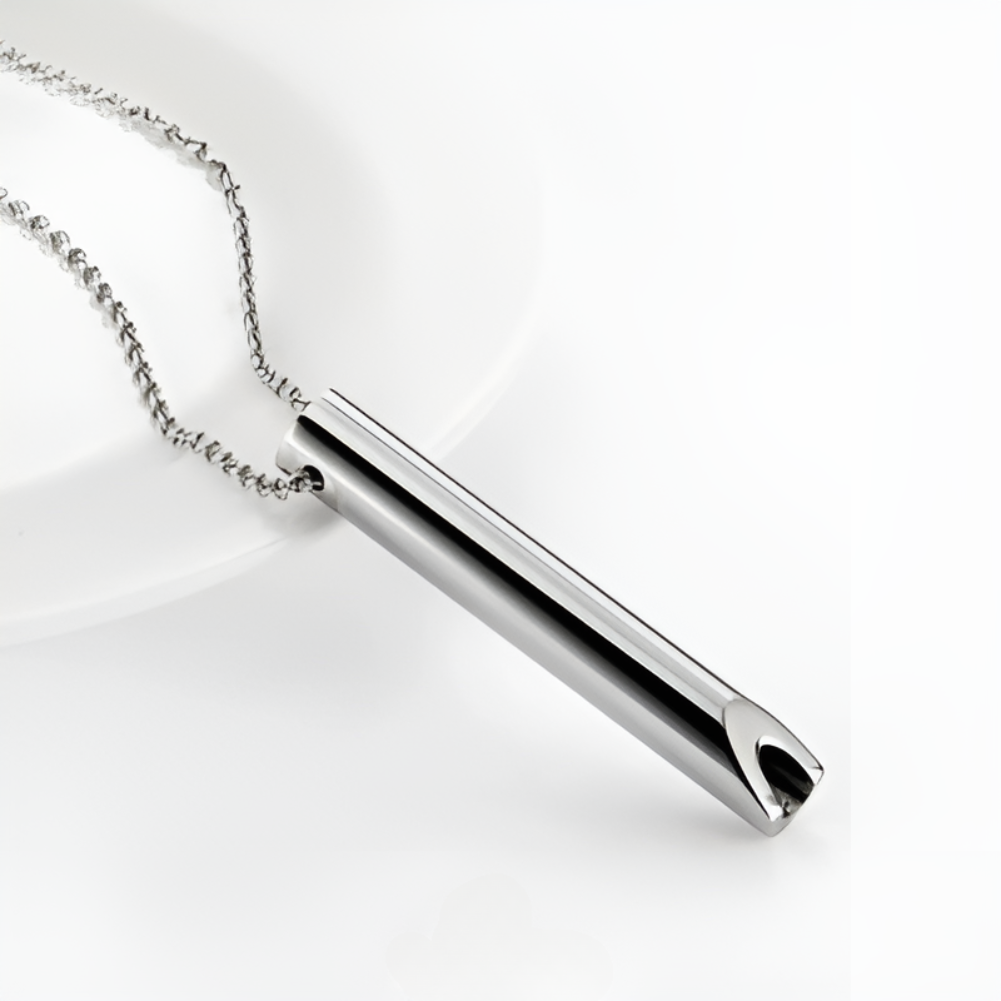 Breathing Necklace for Stress Relief and Anxiety with Hollow Metal Tube Pendant - Image 4