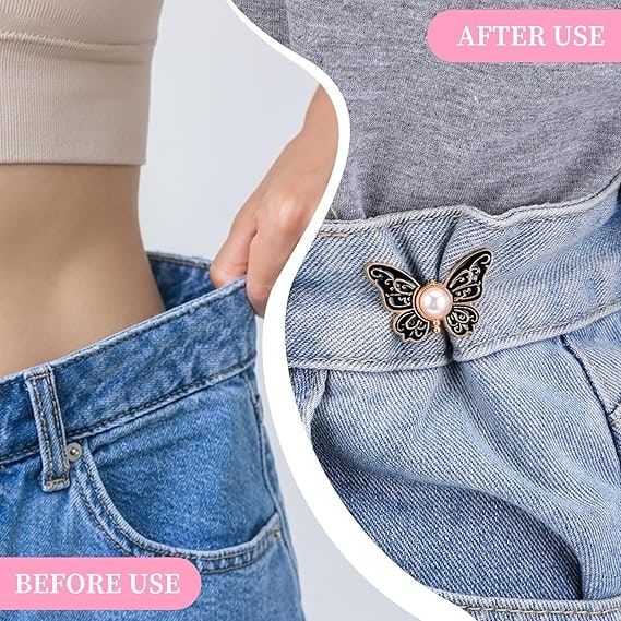 Butterfly Jeans Waist Tightener Clips with Pearl Center and No-Sew Pin - Image 12