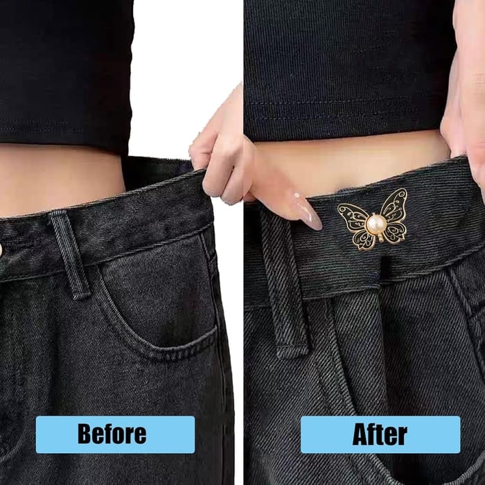 Butterfly Jeans Waist Tightener Clips with Pearl Center and No-Sew Pin - Image 13