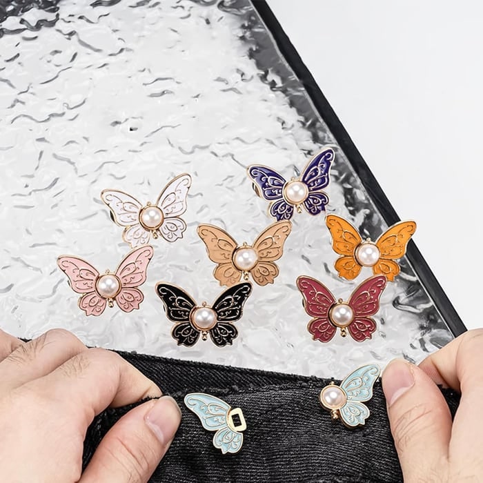 Butterfly Jeans Waist Tightener Clips with Pearl Center and No-Sew Pin - Image 14