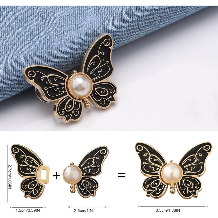 Butterfly Jeans Waist Tightener Clips with Pearl Center and No-Sew Pin - Image 16