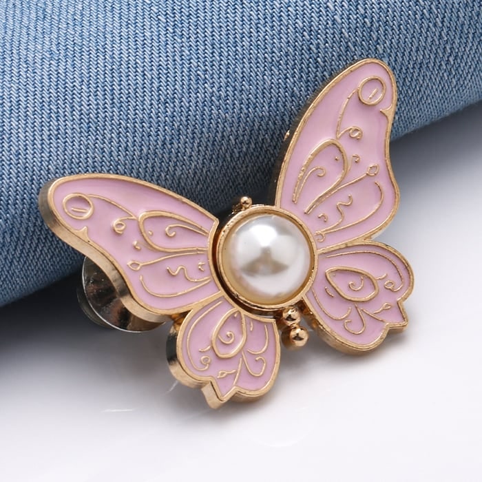 Butterfly Jeans Waist Tightener Clips with Pearl Center and No-Sew Pin - Image 3