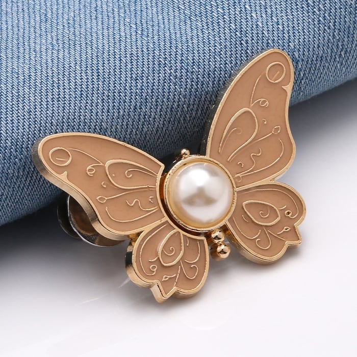 Butterfly Jeans Waist Tightener Clips with Pearl Center and No-Sew Pin - Image 6